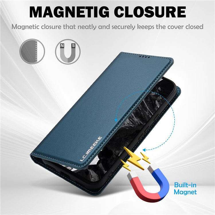 LC.IMEEKE L1 Series for Google Pixel 8 Case PU Leather Wallet Stand Protective Phone Cover - Blue