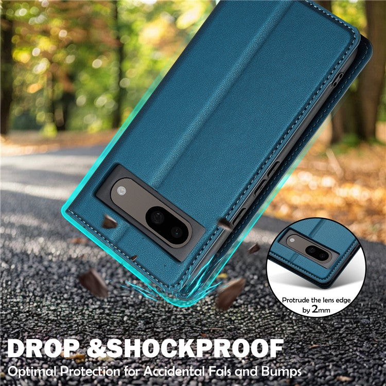 LC.IMEEKE L1 Series for Google Pixel 8 Case PU Leather Wallet Stand Protective Phone Cover - Blue