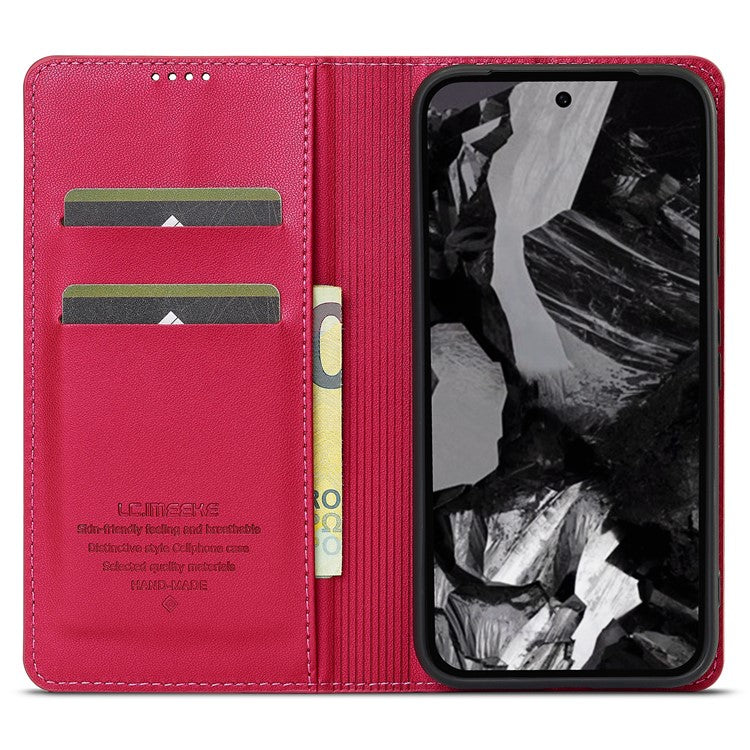 LC.IMEEKE L1 Series for Google Pixel 8 Case PU Leather Wallet Stand Protective Phone Cover - Red