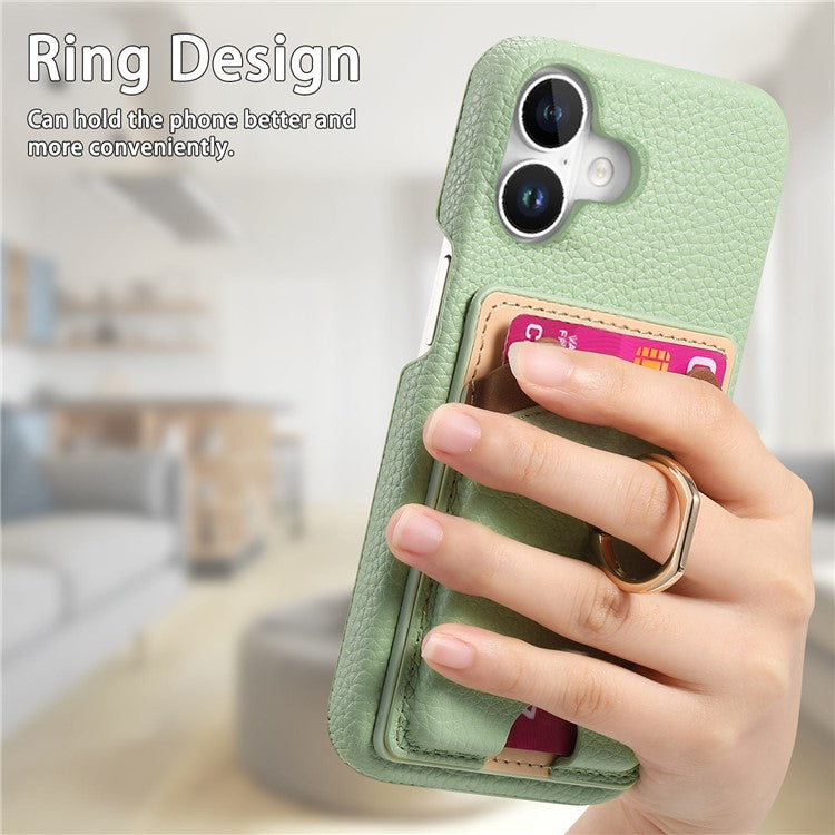 Y6 For iPhone 16 Plus Case Cute Bear Design PU Leather+TPU Card Holder Phone Cover - Light Green