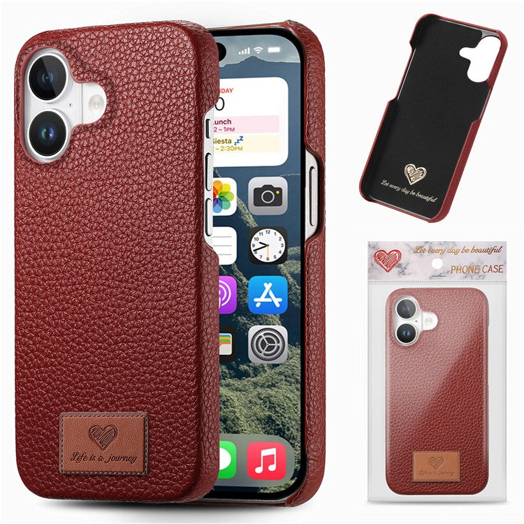 Y5 For iPhone 16 Plus Case Litchi Texture Leather+TPU Slim Phone Cover - Red