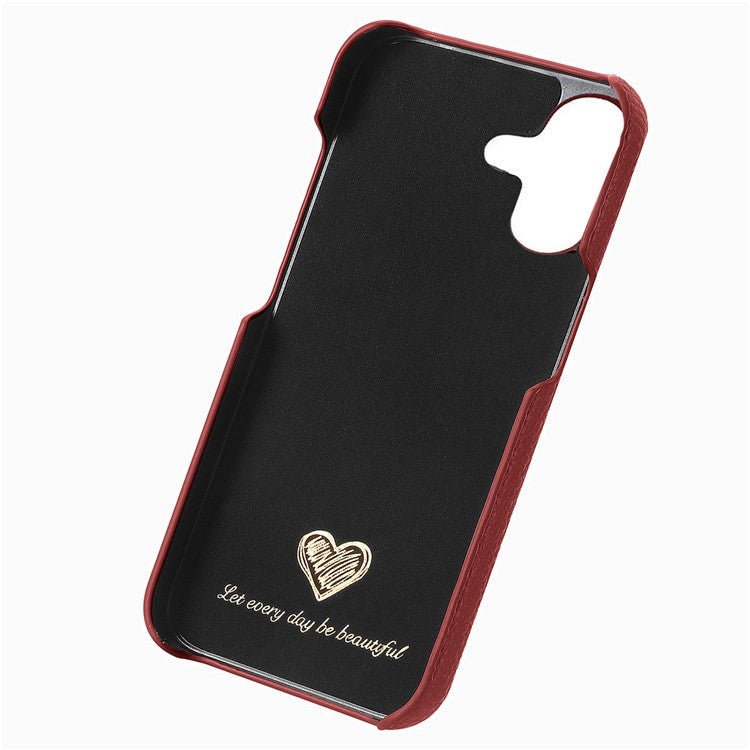 Y5 For iPhone 16 Plus Case Litchi Texture Leather+TPU Slim Phone Cover - Red