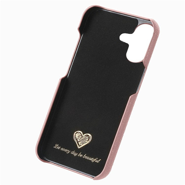 Y5 For iPhone 16 Case Litchi Texture Leather+TPU Slim Phone Cover - Jujube Apricot