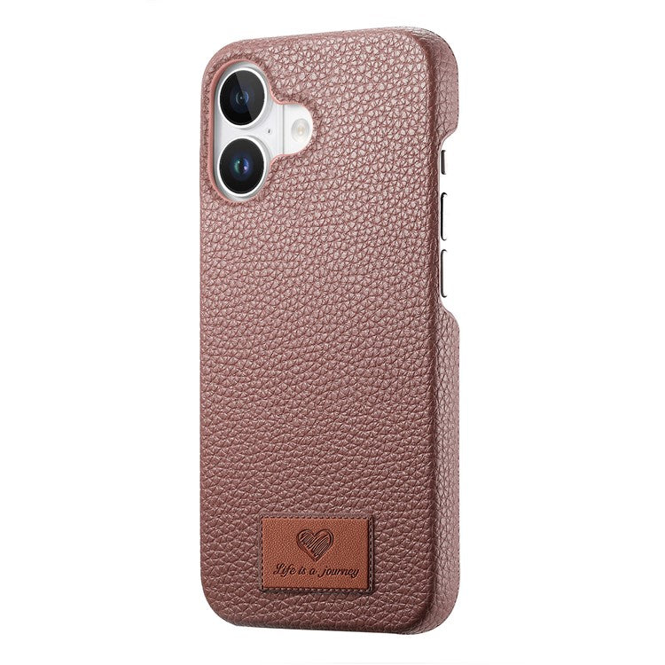 Y5 For iPhone 16 Case Litchi Texture Leather+TPU Slim Phone Cover - Jujube Apricot