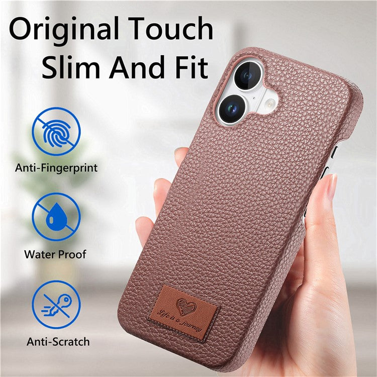 Y5 For iPhone 16 Case Litchi Texture Leather+TPU Slim Phone Cover - Jujube Apricot