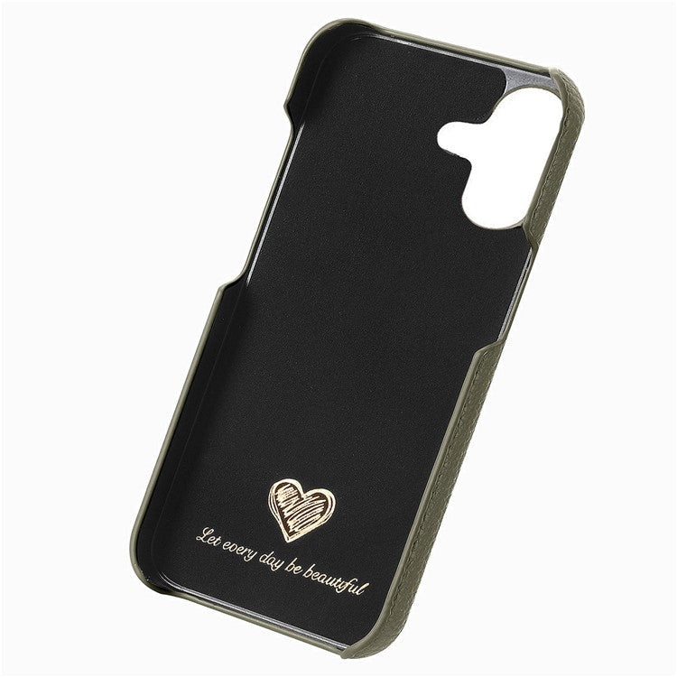 Y5 For iPhone 16 Case Litchi Texture Leather+TPU Slim Phone Cover - Midnight Green