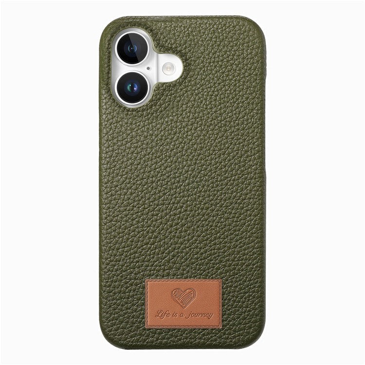 Y5 For iPhone 16 Case Litchi Texture Leather+TPU Slim Phone Cover - Midnight Green