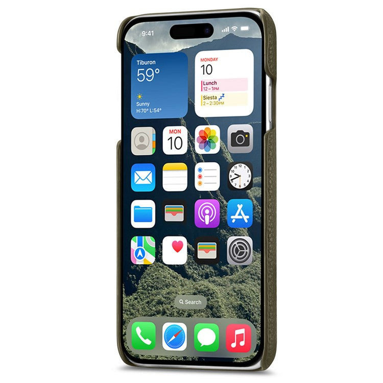 Y5 For iPhone 16 Case Litchi Texture Leather+TPU Slim Phone Cover - Midnight Green