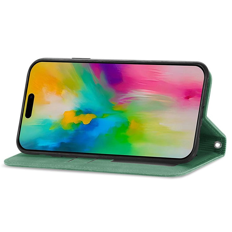 For iPhone 16 Case Skin Touch Feeling Leather Phone Cover Magnetic Absorption - Green