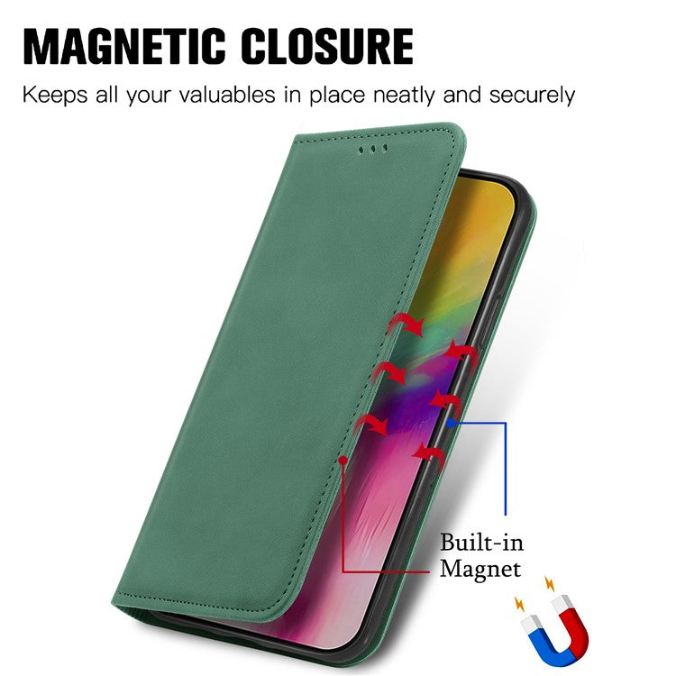 For iPhone 16 Case Skin Touch Feeling Leather Phone Cover Magnetic Absorption - Green