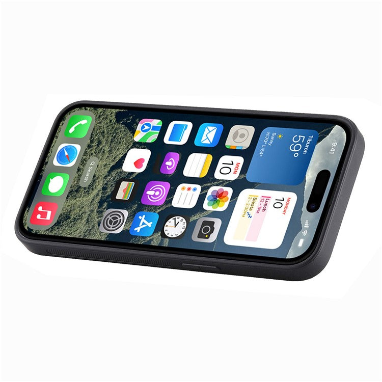 D11 For iPhone 16 Plus Case Wristband Leather + TPU Phone Cover - Brown