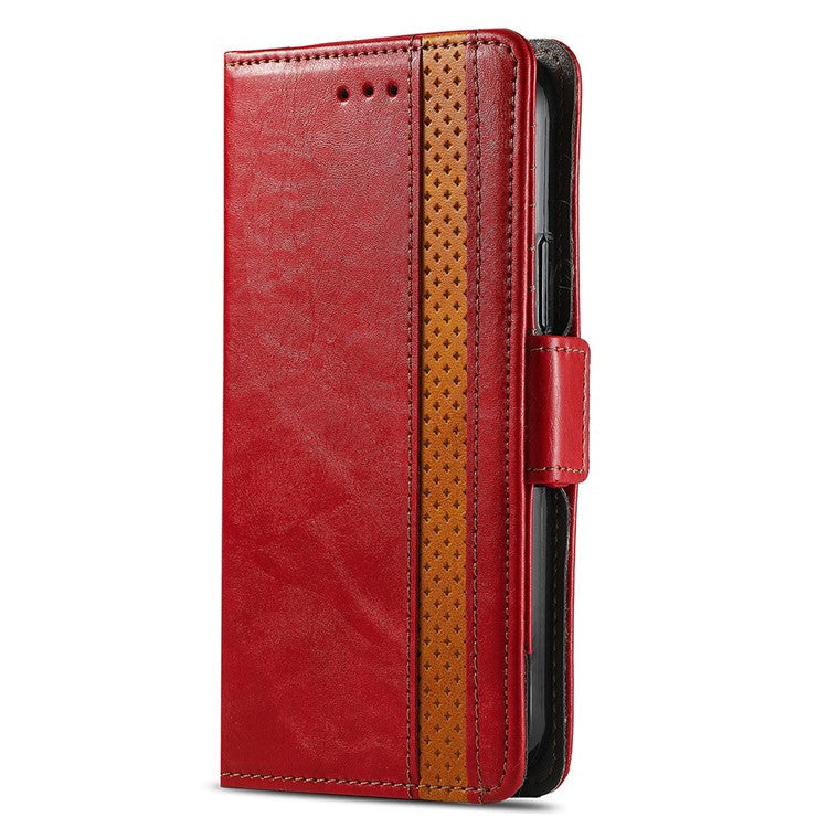 CASENEO 002 Series For iPhone 16 Case Stand Wallet Splicing PU Leather Cover - Red