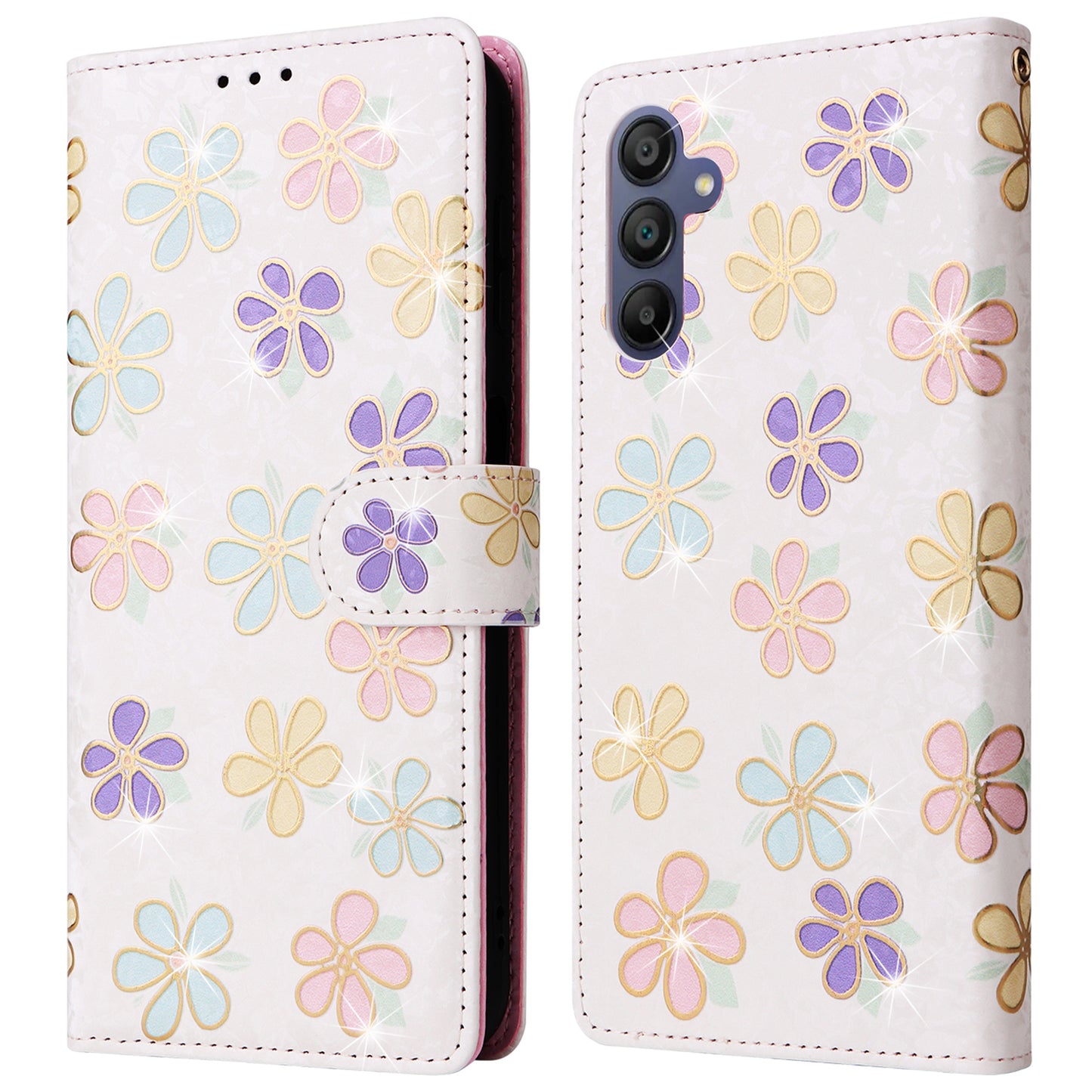 For Samsung Galaxy A16 5G / A16 4G Case RFID Blocking Flower Leather Phone Cover - Colorful Flower