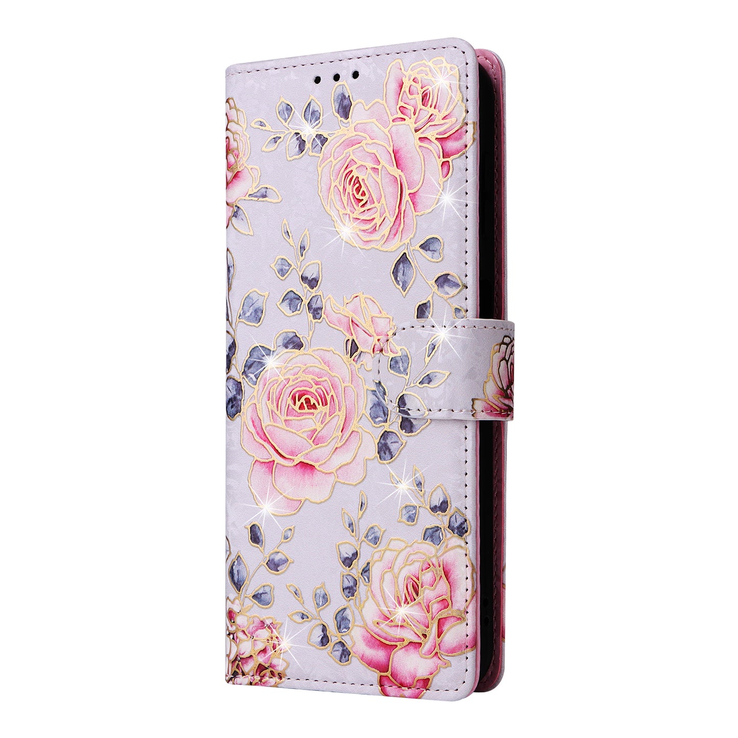 For Samsung Galaxy A16 5G / A16 4G Case RFID Blocking Flower Leather Phone Cover - Rose Flower