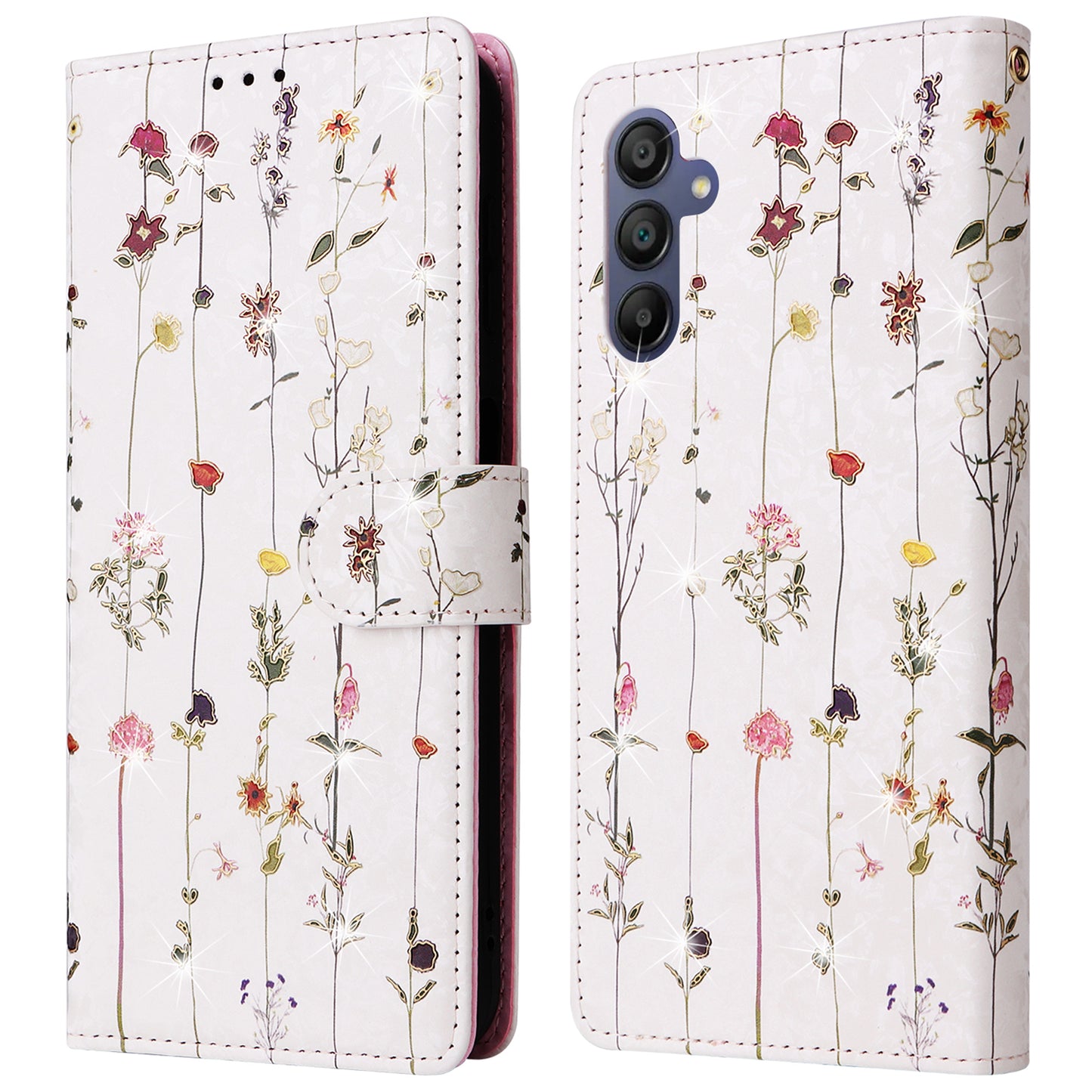 For Samsung Galaxy A16 5G / A16 4G Case RFID Blocking Flower Leather Phone Cover - Small Flower