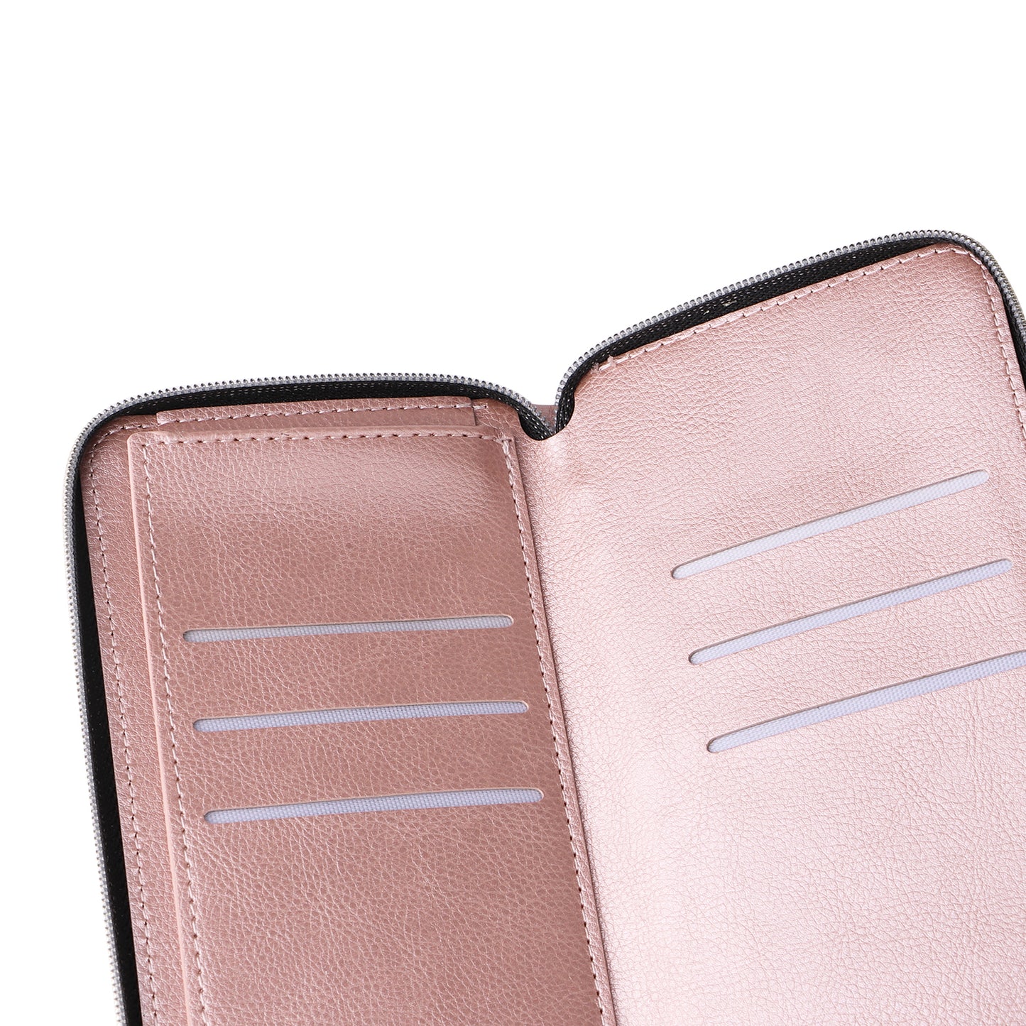 For Samsung Galaxy A16 5G / A16 4G Case Zipper Pocket PU Leather Phone Cover with Hand Strap - Rose Gold
