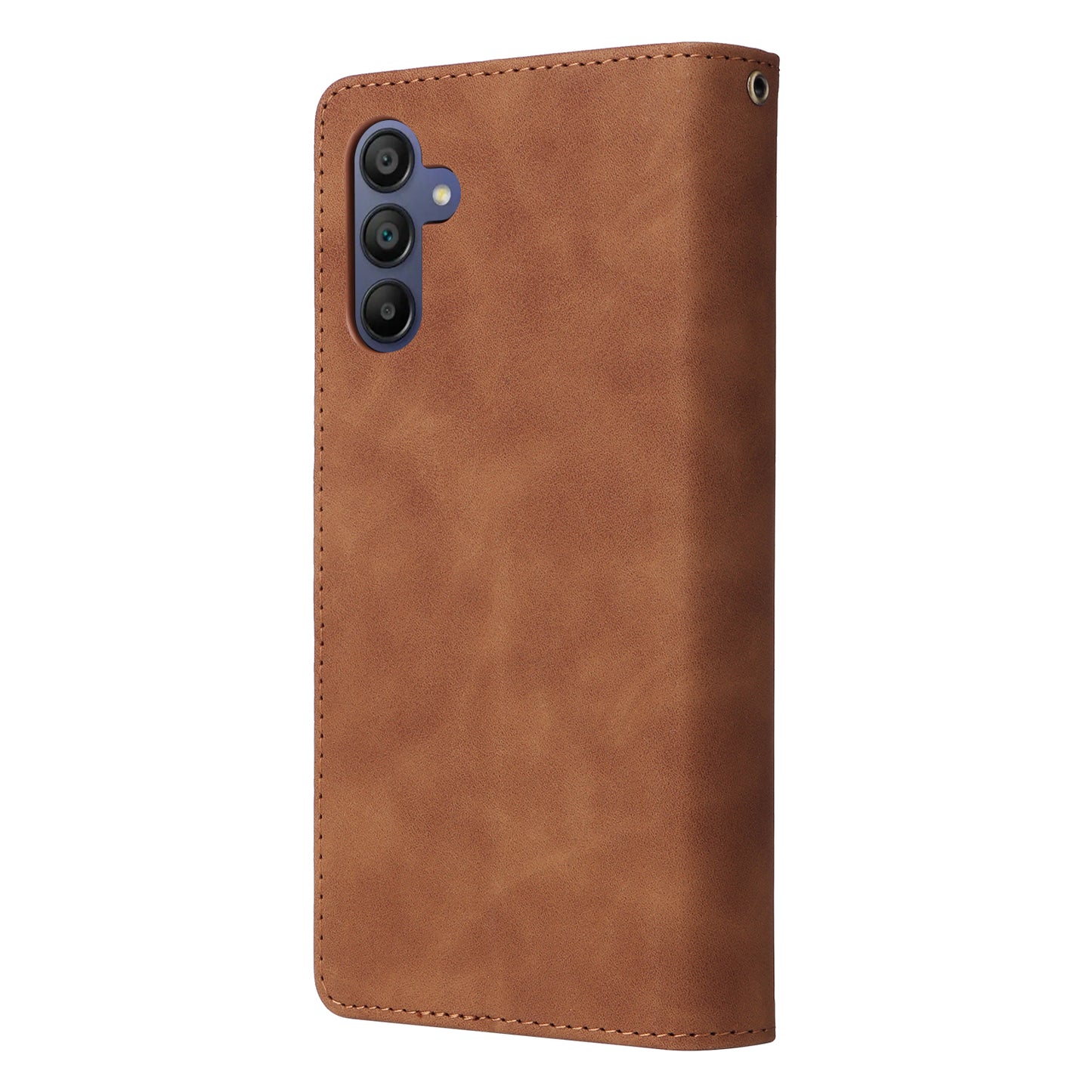 For Samsung Galaxy A16 5G / A16 4G Case Zipper Wallet Multiple Card Slots Leather Phone Cover - Brown