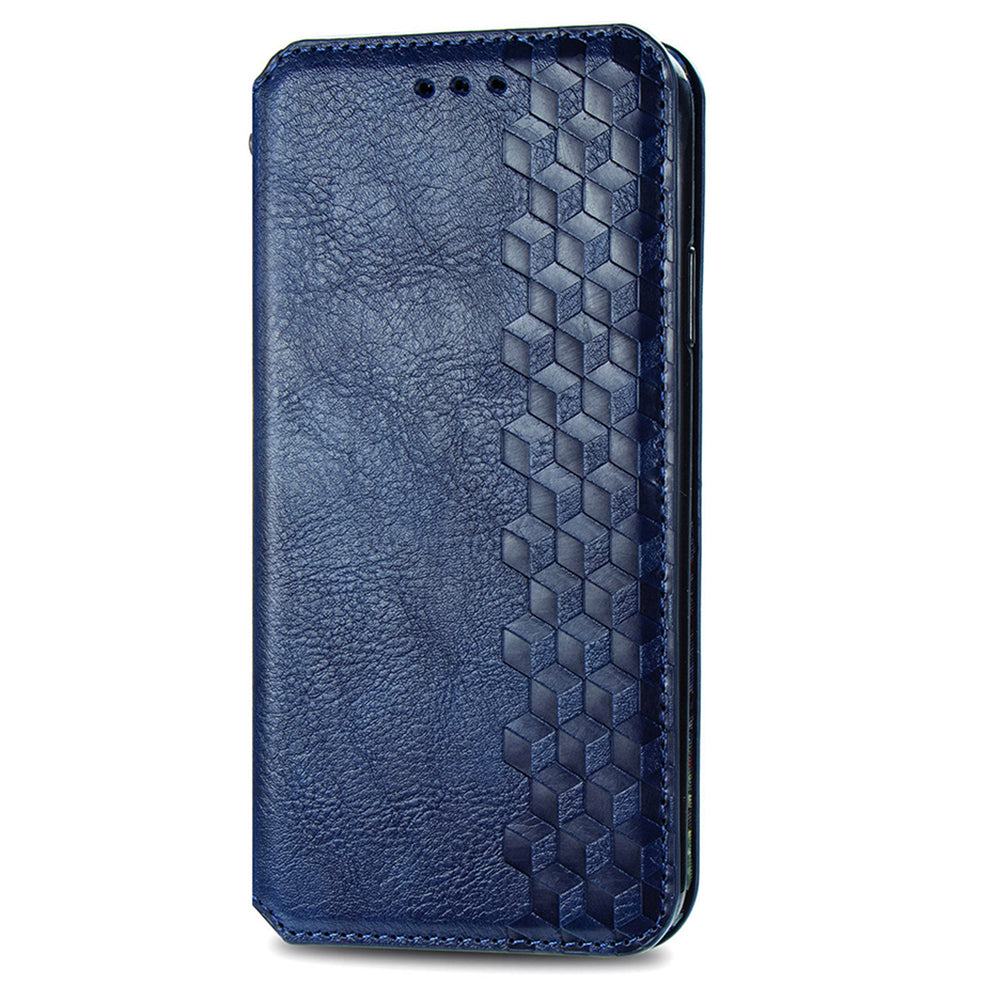For Samsung Galaxy A16 5G / A16 4G Case Rhombus Imprint PU Leather Wallet Phone Cover - Blue