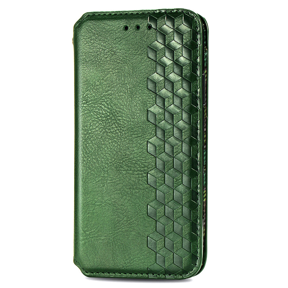For Samsung Galaxy A16 5G / A16 4G Case Rhombus Imprint PU Leather Wallet Phone Cover - Green