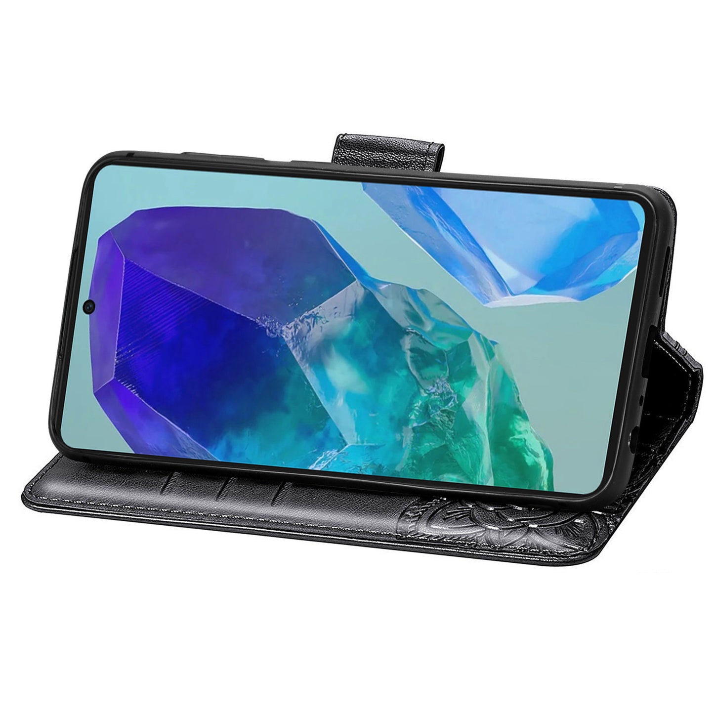 For Samsung Galaxy A16 5G / A16 4G Case PU Leather Wallet Phone Cover Butterfly Pattern - Black