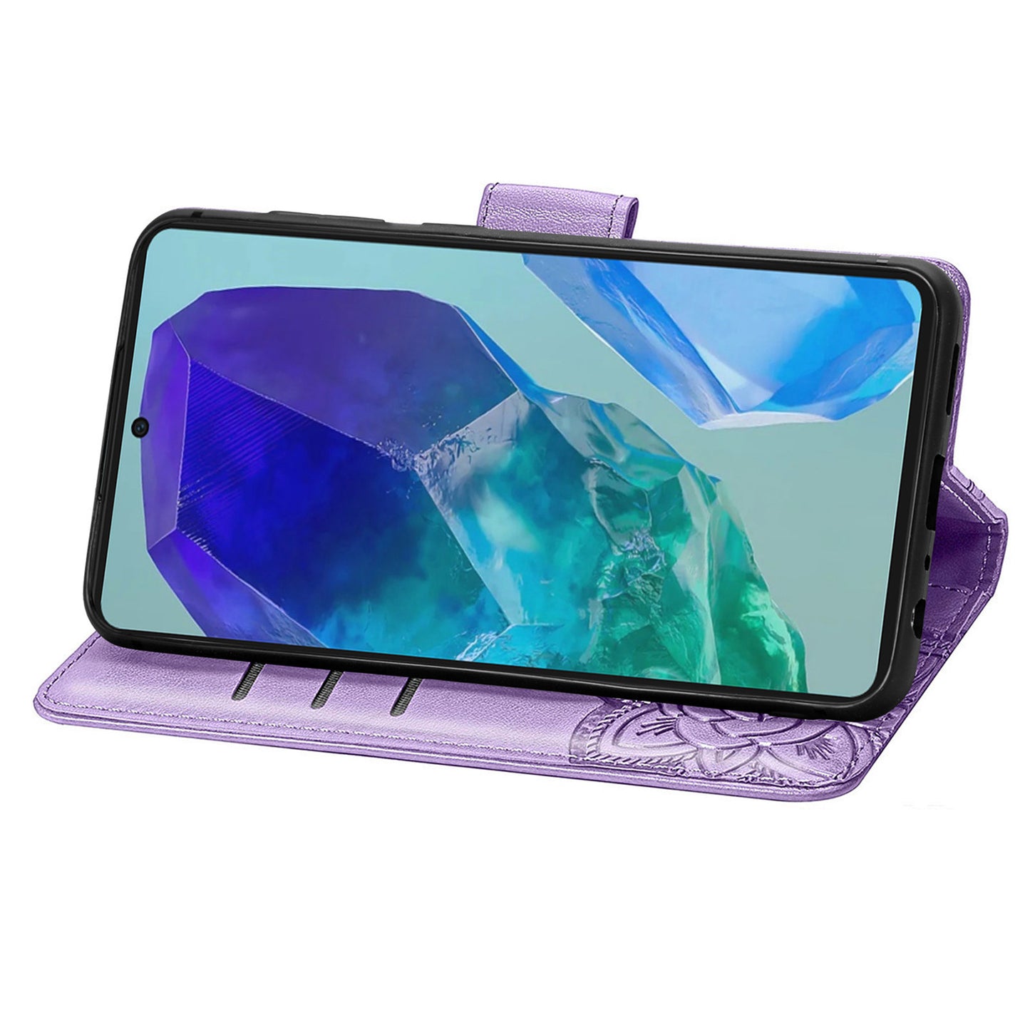 For Samsung Galaxy A16 5G / A16 4G Case PU Leather Wallet Phone Cover Butterfly Pattern - Light Purple