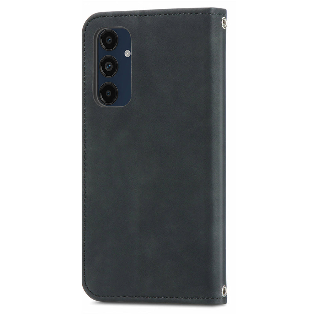 For Samsung Galaxy A16 5G / A16 4G Case Skin Touch Feeling Leather Wallet Phone Cover Magnetic Absorption - Black