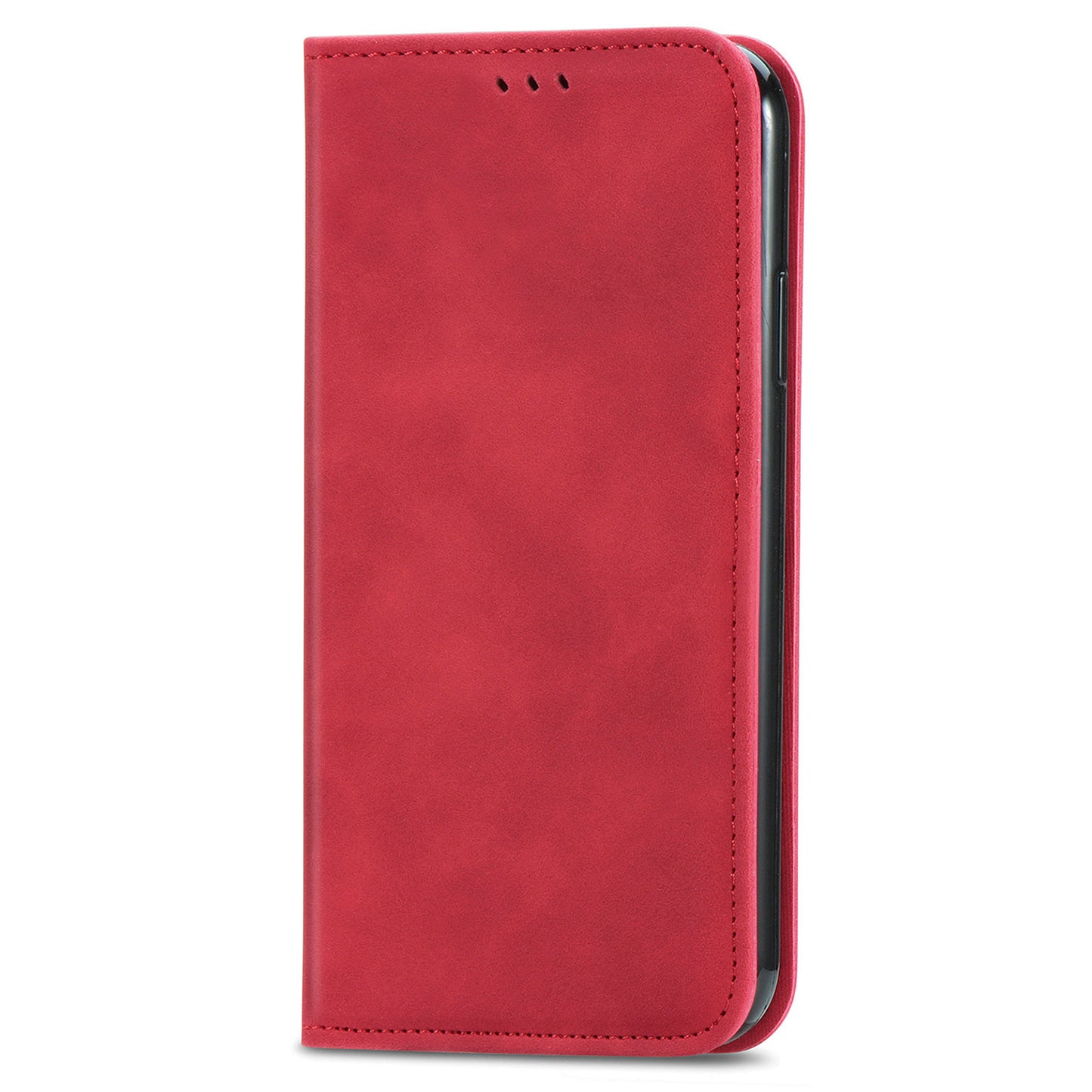 For Samsung Galaxy A16 5G / A16 4G Case Skin Touch Feeling Leather Wallet Phone Cover Magnetic Absorption - Red