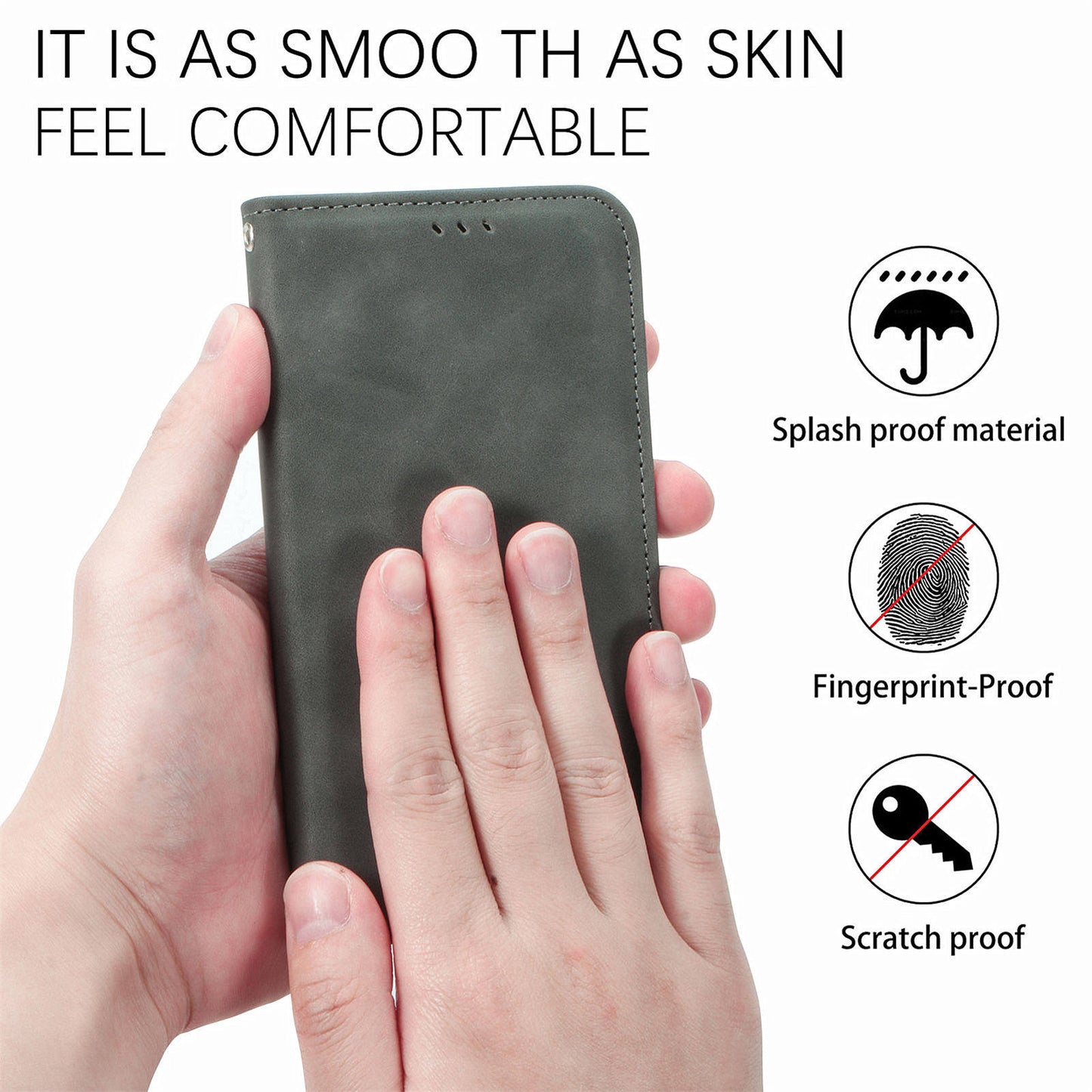 For Samsung Galaxy A16 5G / A16 4G Case Skin Touch Feeling Leather Wallet Phone Cover Magnetic Absorption - Grey
