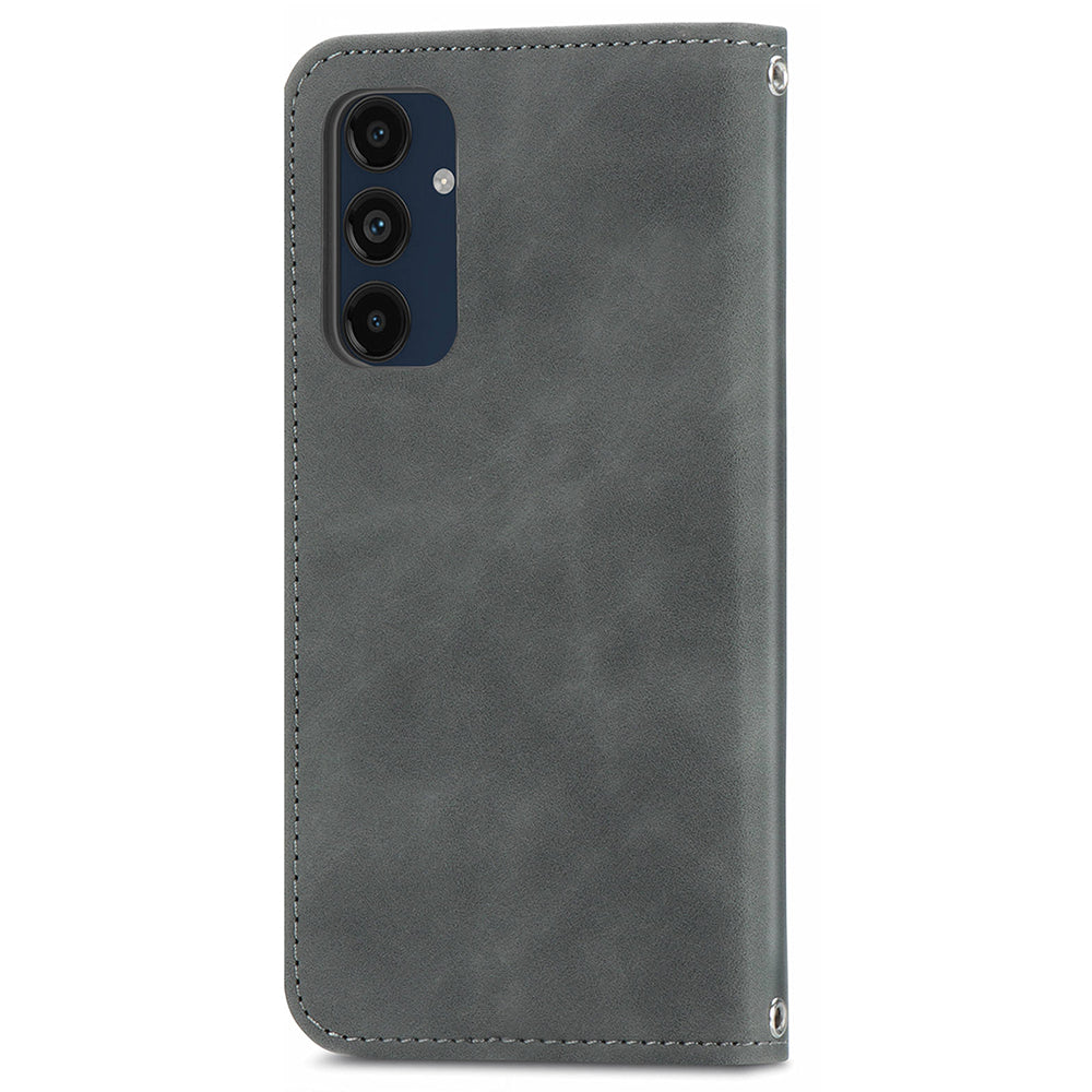 For Samsung Galaxy A16 5G / A16 4G Case Skin Touch Feeling Leather Wallet Phone Cover Magnetic Absorption - Grey