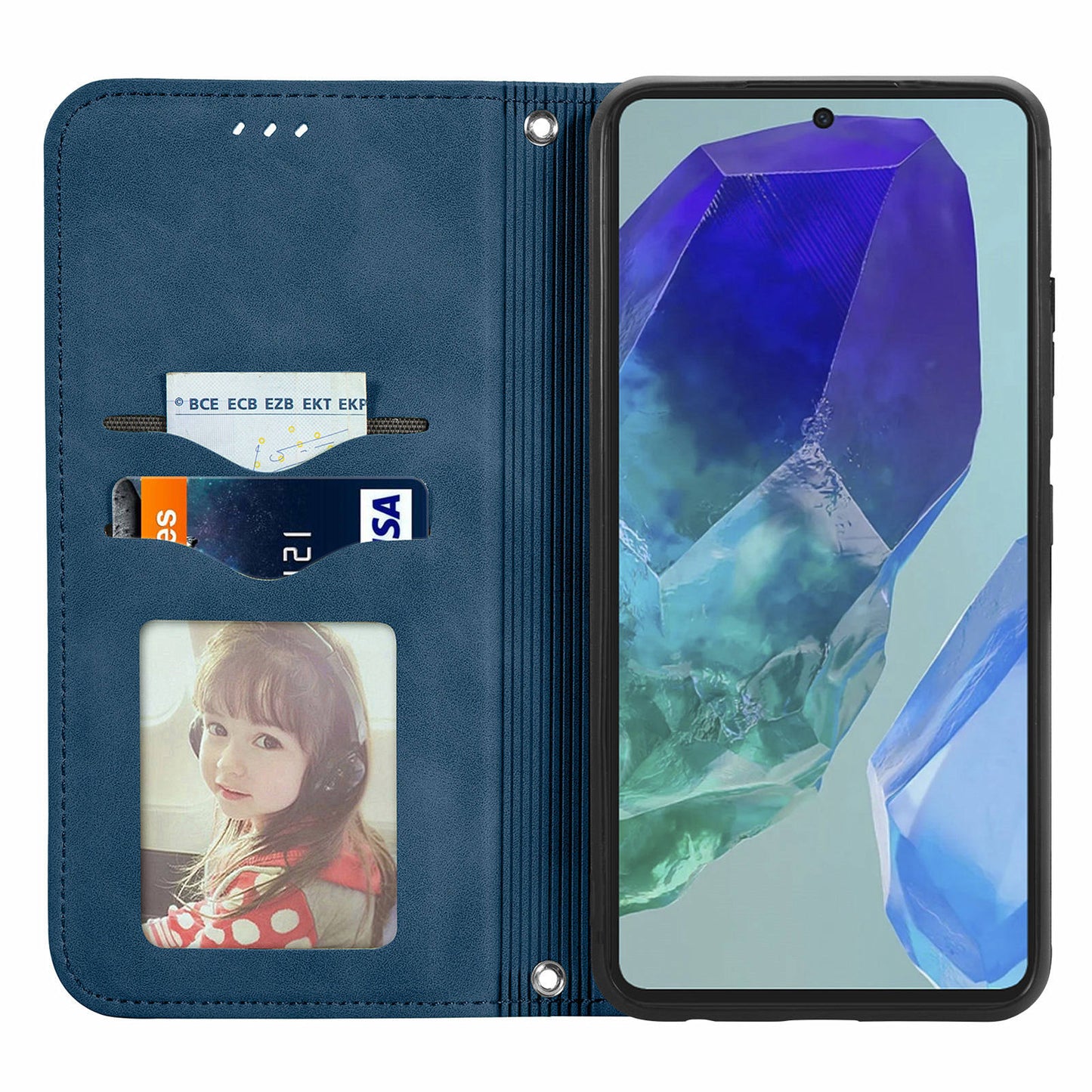 For Samsung Galaxy A16 5G / A16 4G Case Skin Touch Feeling Leather Wallet Phone Cover Magnetic Absorption - Dark Blue