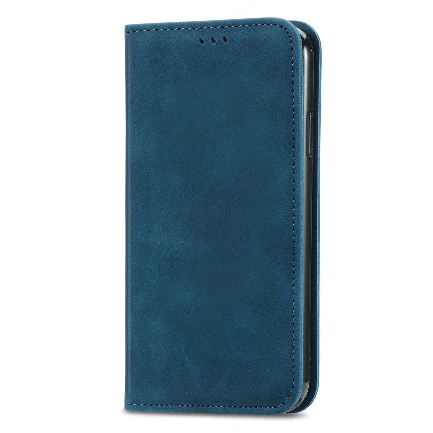 For Samsung Galaxy A16 5G / A16 4G Case Skin Touch Feeling Leather Wallet Phone Cover Magnetic Absorption - Dark Blue