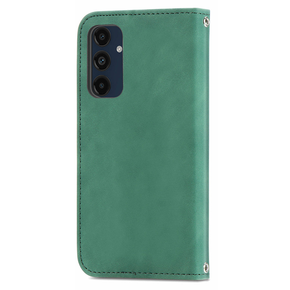For Samsung Galaxy A16 5G / A16 4G Case Skin Touch Feeling Leather Wallet Phone Cover Magnetic Absorption - Green