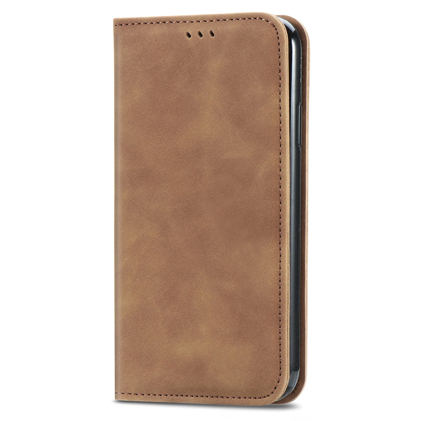 For Samsung Galaxy A16 5G / A16 4G Case Skin Touch Feeling Leather Wallet Phone Cover Magnetic Absorption - Brown