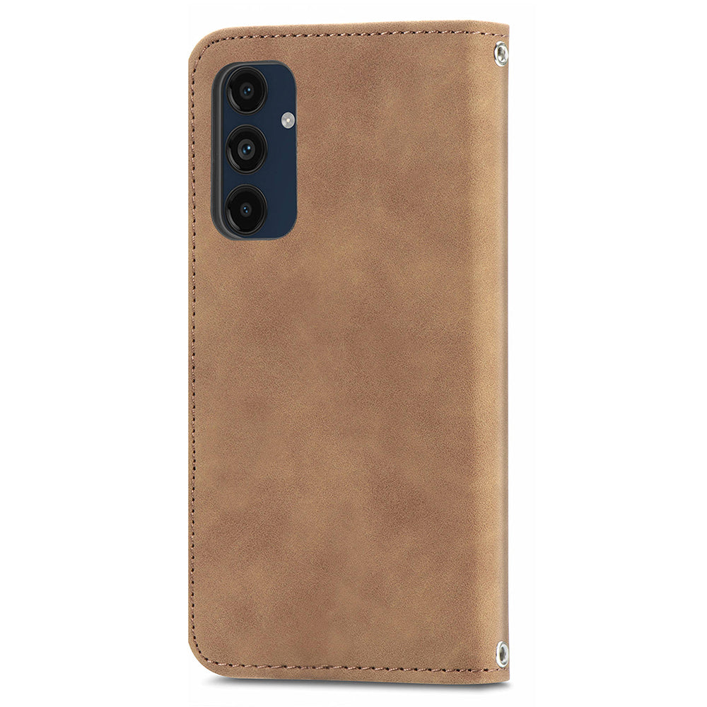 For Samsung Galaxy A16 5G / A16 4G Case Skin Touch Feeling Leather Wallet Phone Cover Magnetic Absorption - Brown