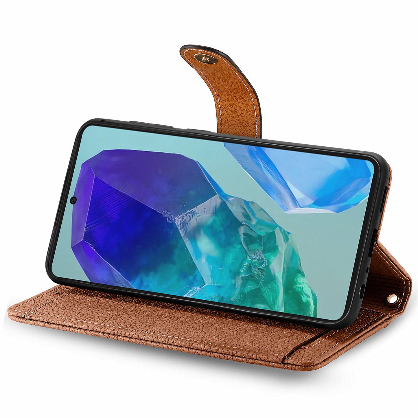 For Samsung Galaxy A16 5G / A16 4G Case RFID Blocking Zipper Pocket Leather Wallet Phone Cover - Brown