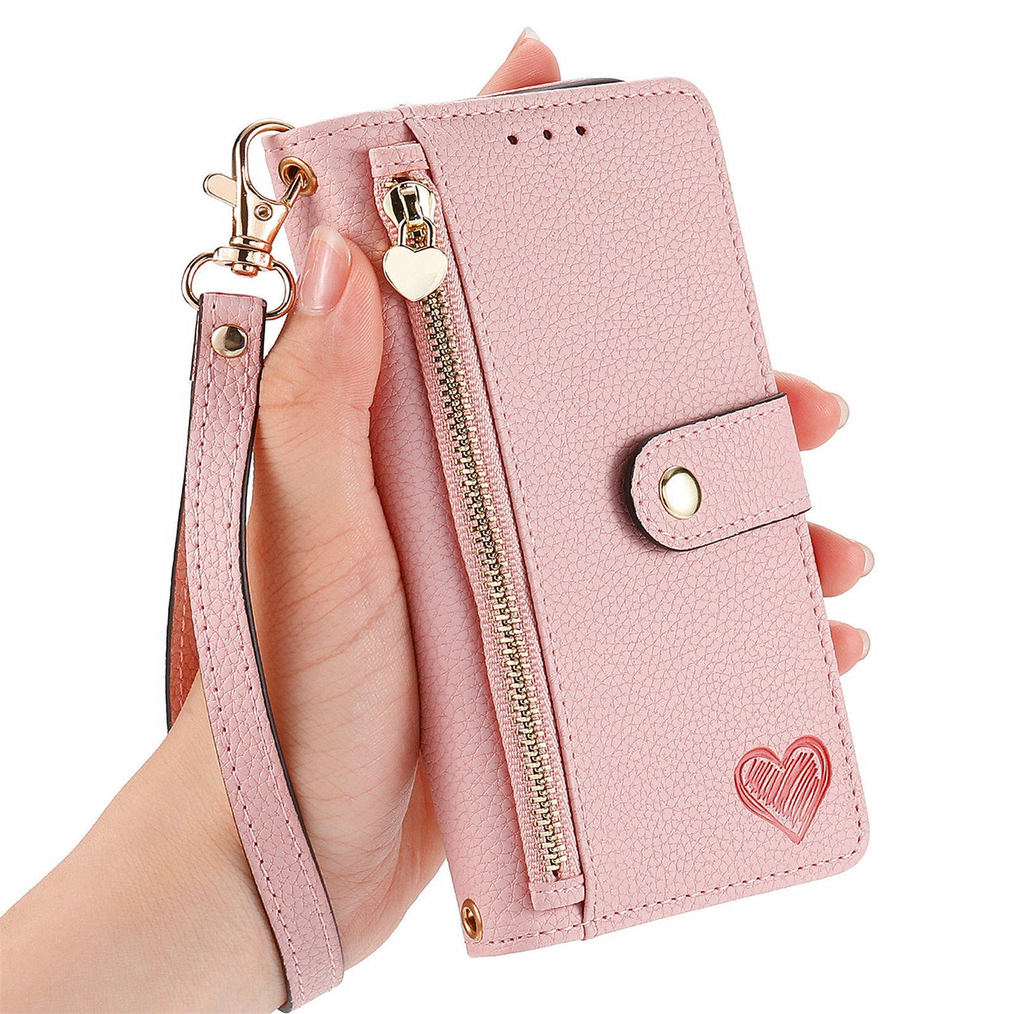 For Samsung Galaxy A16 5G / A16 4G Case RFID Blocking Zipper Pocket Leather Wallet Phone Cover - Pink