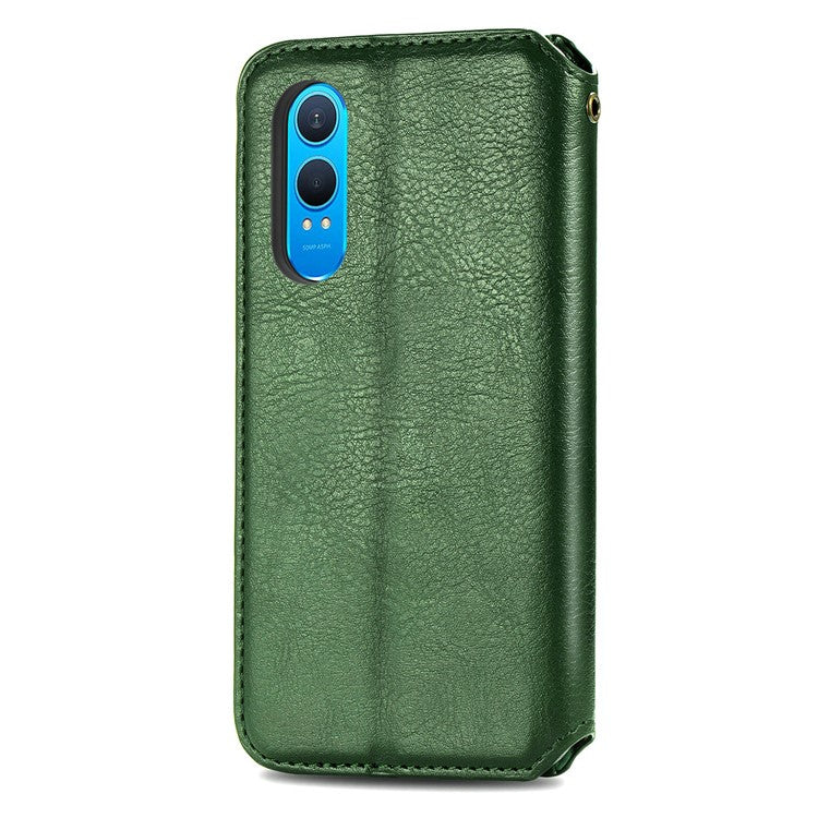 For OnePlus Nord CE4 Lite 5G Case Rhombus Imprint PU Leather Wallet Phone Cover - Green