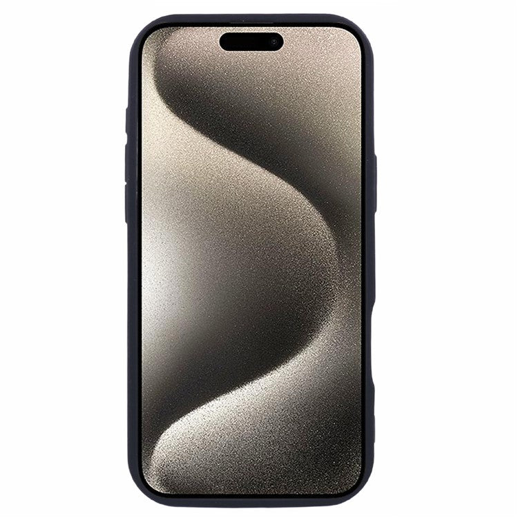 For iPhone 16 Plus Case Grooved Design TPU Anti-Slip Phone Cover - Black