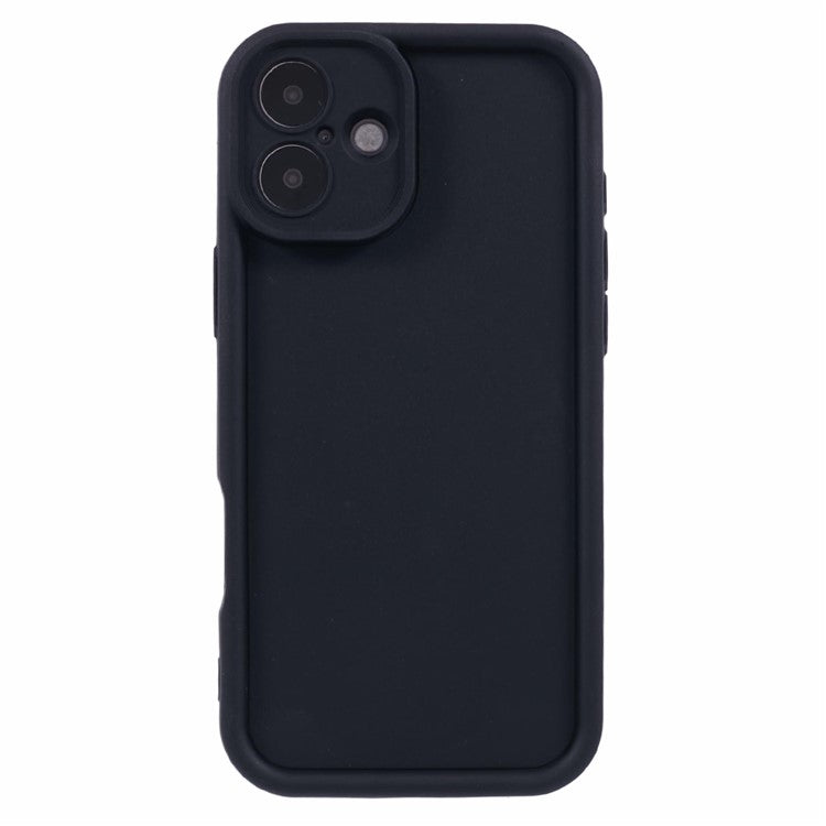 For iPhone 16 Plus Case Grooved Design TPU Anti-Slip Phone Cover - Black