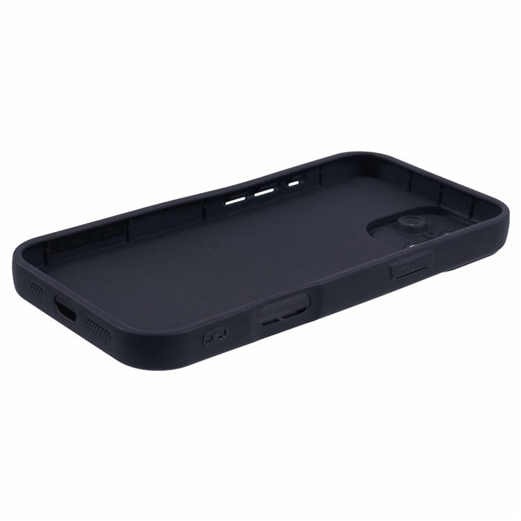 For iPhone 16 Plus Case Grooved Design TPU Anti-Slip Phone Cover - Black