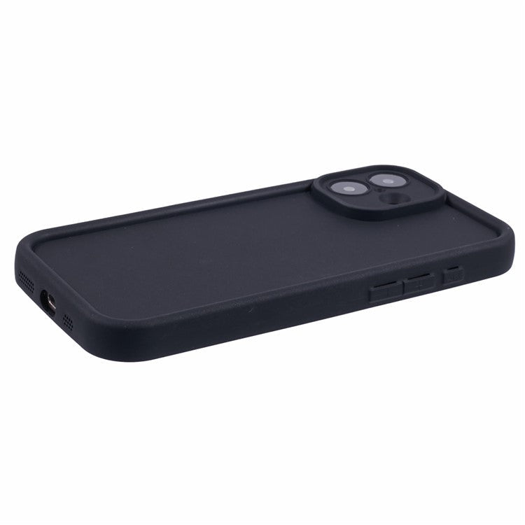 For iPhone 16 Plus Case Grooved Design TPU Anti-Slip Phone Cover - Black