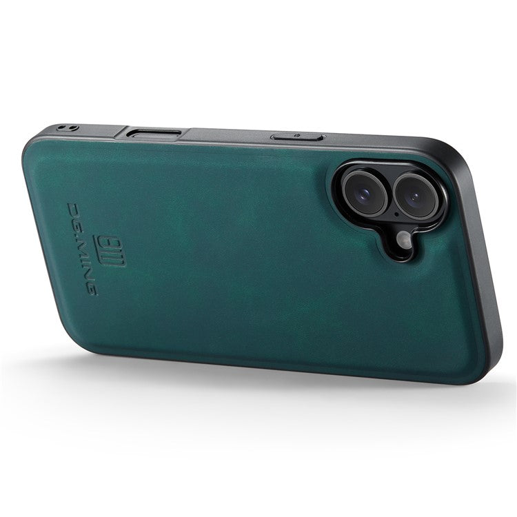 DG.MING For iPhone 16 Case PU Leather+PC+TPU Hybrid Phone Cover - Green
