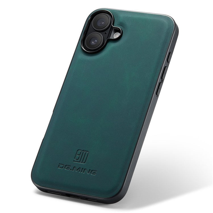 DG.MING For iPhone 16 Case PU Leather+PC+TPU Hybrid Phone Cover - Green