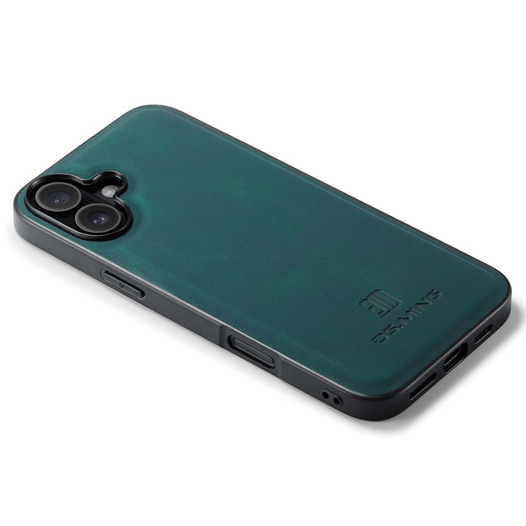 DG.MING For iPhone 16 Case PU Leather+PC+TPU Hybrid Phone Cover - Green