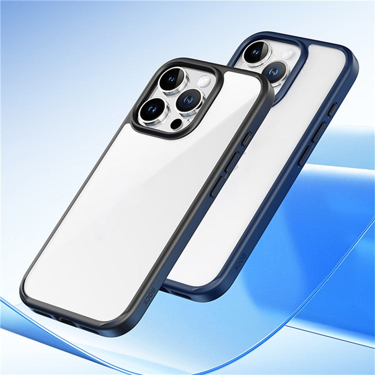 ROCK For iPhone 16 Pro Clear Phone Case PC+TPU Shockproof Back Cover - Blue