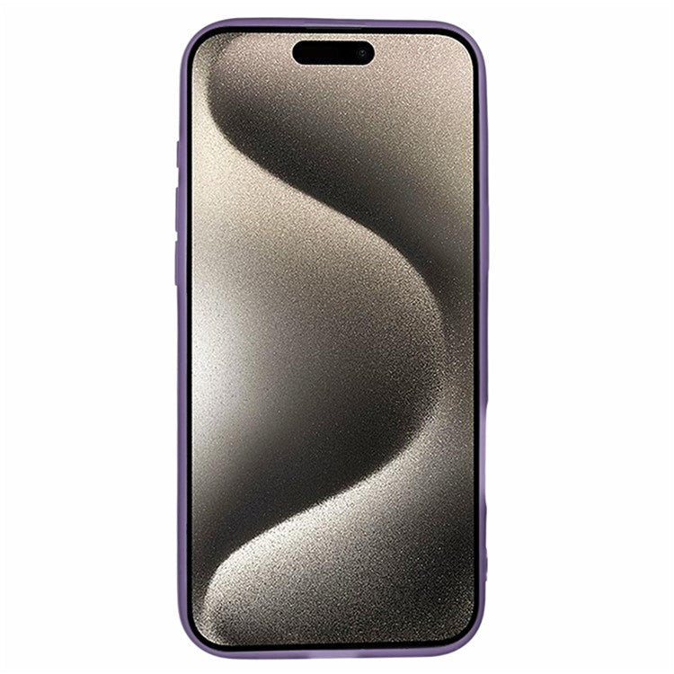 WANLONFENG DKSM Series for iPhone 16 Pro TPU Case Electroplated Frame Phone Cover with Tempered Glass - Transparent Purple