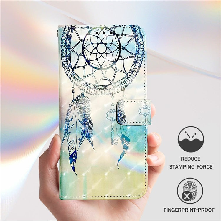 YB Pattern Printing Leather Series-2 For iPhone 16 Pro Case Stand View Wallet Phone Cover - Dream Wind Chime