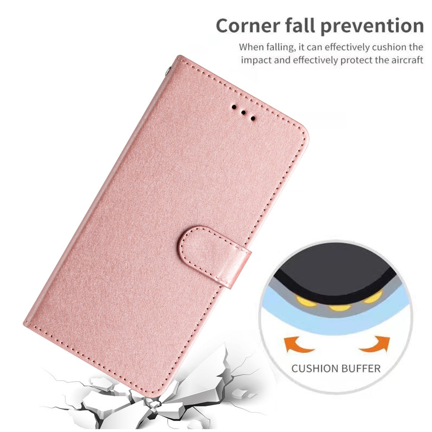 For Samsung Galaxy A06 Wallet Case Leather Folio Phone Cover Magnetic Clasp - Rose Gold