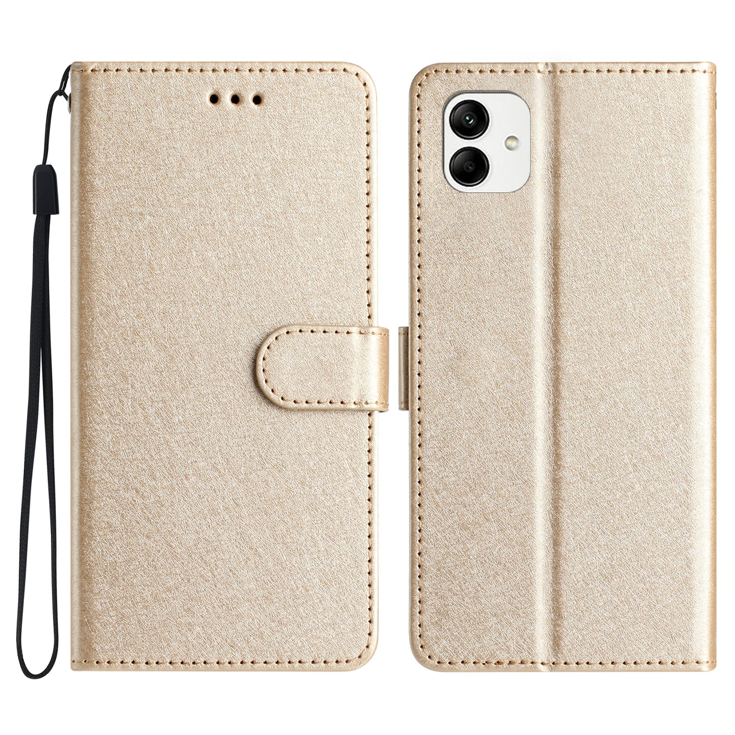 For Samsung Galaxy A06 Wallet Case Leather Folio Phone Cover Magnetic Clasp - Gold