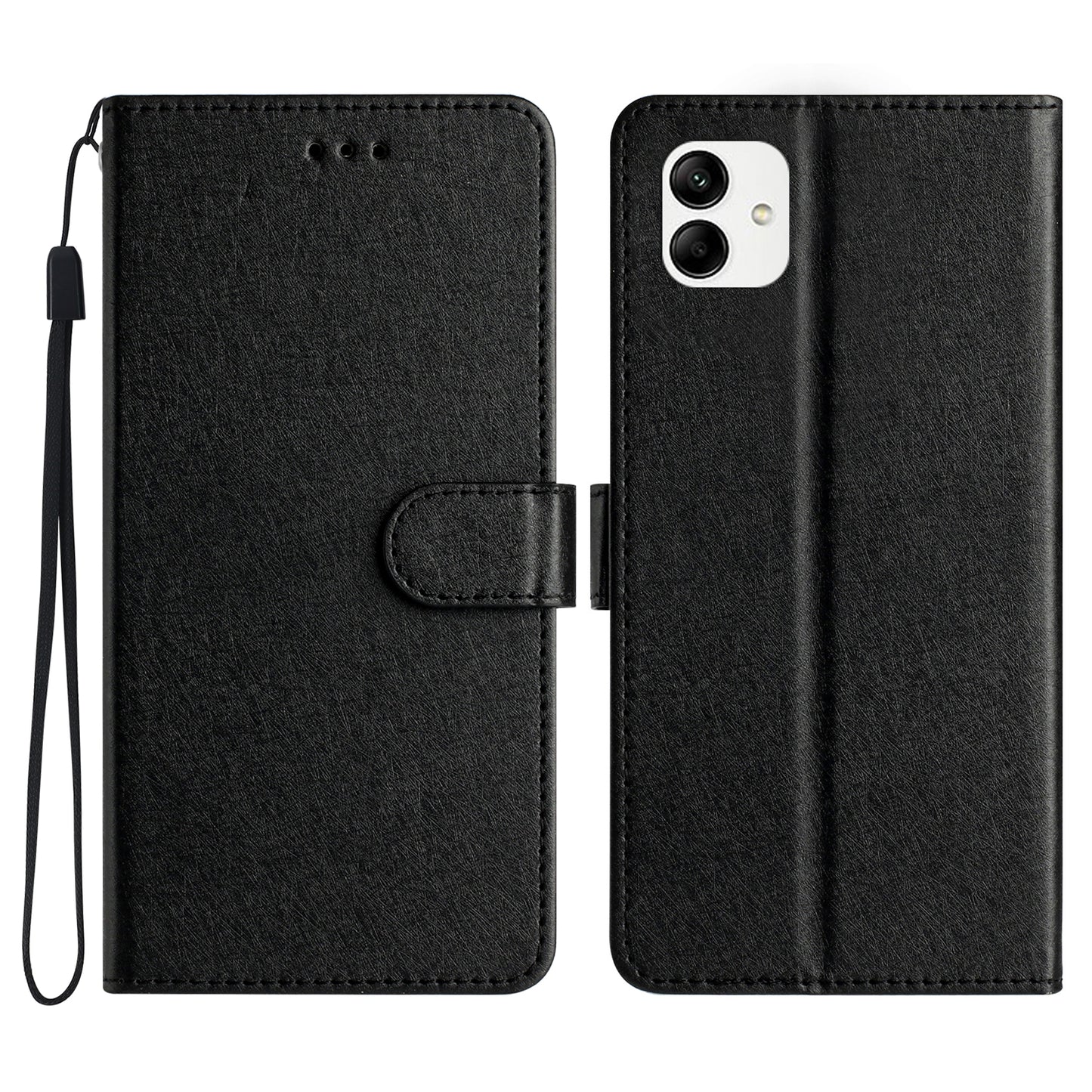 For Samsung Galaxy A06 Wallet Case Leather Folio Phone Cover Magnetic Clasp - Black